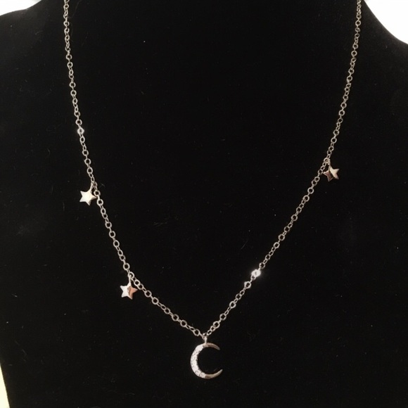 Jewelry - Sterling Silver Micro Zircon Moon Star Necklace